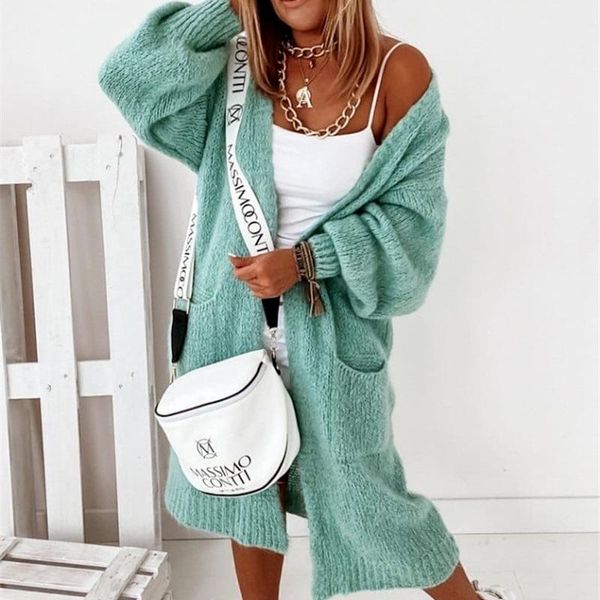

women's knits & tees long coat women cardigan solid jumper fashion cardigans basic jackets ladies knitted sweater woman clothes ropa mu, White
