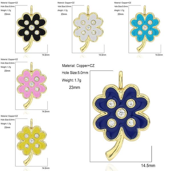 

charms four-leaf clover cute pendant accessories diy earrings designer copper-plated bracelet necklace jewelry making, Bronze;silver