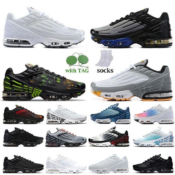 

tn plus 3 mens running shoes men womens leather triple white black tuned sneakers orange red iridescent laser blue hyper purple trainers siz, White;red
