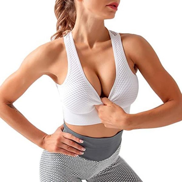 

women sports bra mesh breathable seamless running yoga underwear outfit