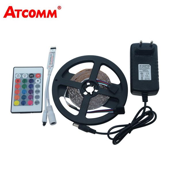 

strip light 5 meters 60 leds/m tape diode ribbon 12v 3a power adapter with 24 key remote controller strips led