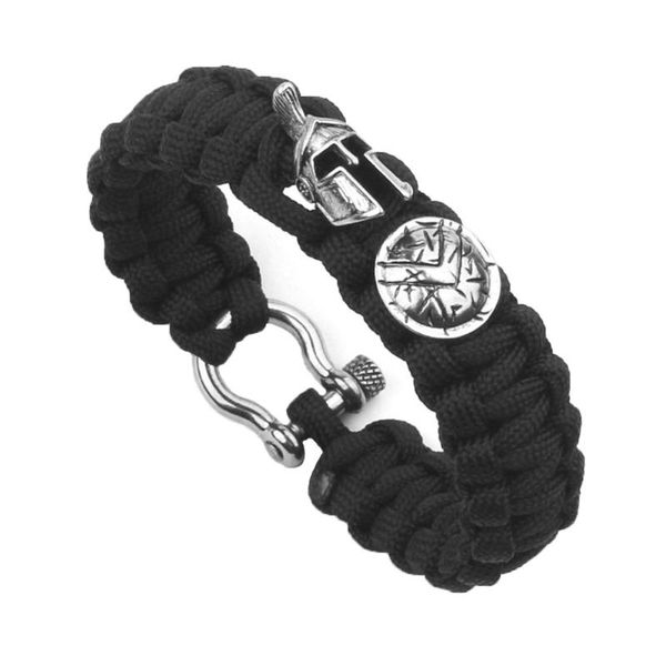 

charm bracelets wilderness life-saving seven-core umbrella rope fashion retro spartan helmet shield for men, Golden;silver