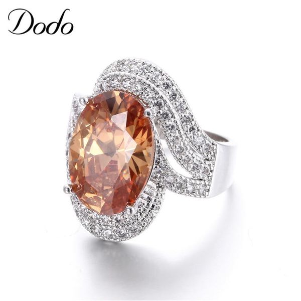 

big crystal vintage elegant jewelry accessories wedding ring for women cocktail champagne stone white gold color 585 dr240 rings, Slivery;golden