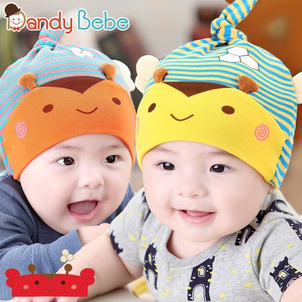 

hair accessories 1 piece baby infant cotton caps 0-12 months boys girls hat cute cartoon bee toddler beanies, Slivery;white