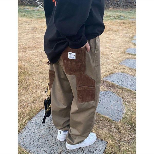 

running pants street sports women spring summer loose all-match stitching straight japan fashion casual trousers, Black;blue