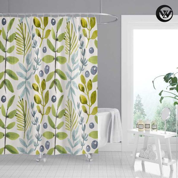 

shower curtains washable printed colorful watercolor style leaves bath bathroom curtain, wholesale 100% polyester bathtub curtain liner