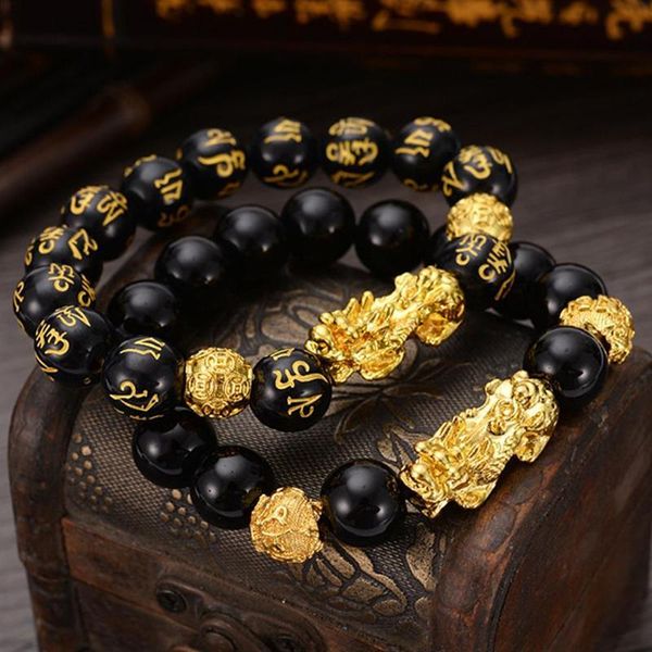 

beaded, strands brave troops beads pixiu bracelet for women men couple bring lucky wealth feng shui bracelets, Black
