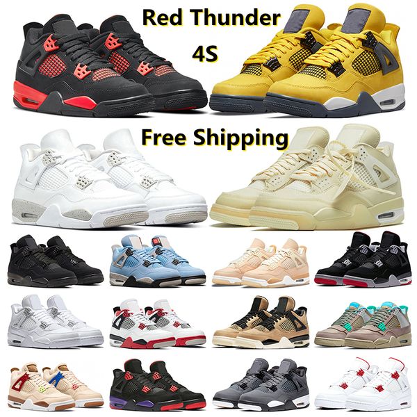 

basketball shoes 4s men 4 red thunder lightning university blue black cat white oreo sail shimmer cool grey pure money mens trainers sports