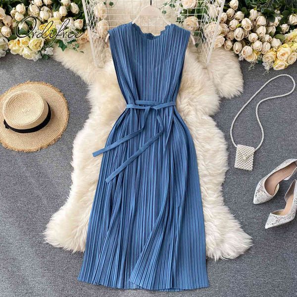 

summer women chiffon party pleated tunic belted elegant vacation beach midi dress 210415, Black;gray