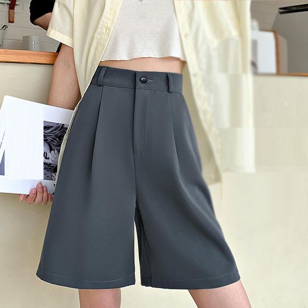 

women's shorts fashion high waist women blazer casual half- length sashes belted loose button draped pockets 2021 summer, White;black