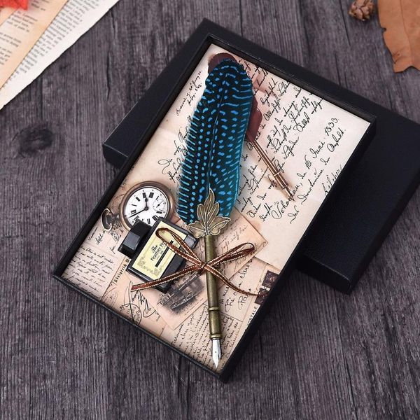

european luxury retro pearl feather fountain pen student office dip christmas business advertising gift box pens