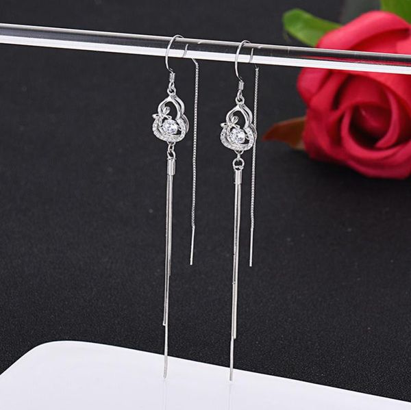 

dangle & chandelier moissanite earings jewelry diamond total 0.3ct silver rhodium plated for women engagement wedding party anniversary gift