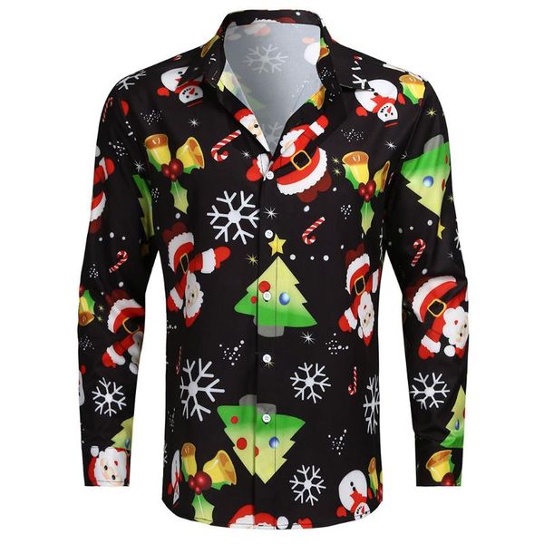 

men's casual shirts christmas shirt winter printed cardigan long sleeve lapel, White;black