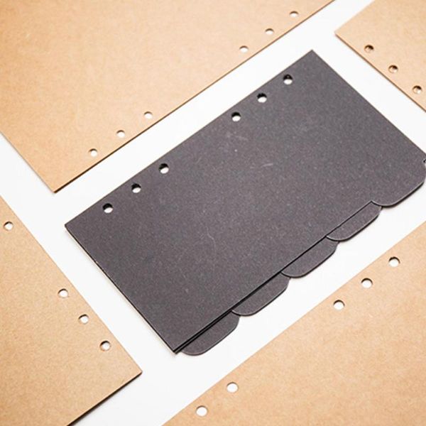 

bookmark kraft paper seperator base plate for a5 a6 spiral rings notebook 6 hole loose leaf diary journal black yellow