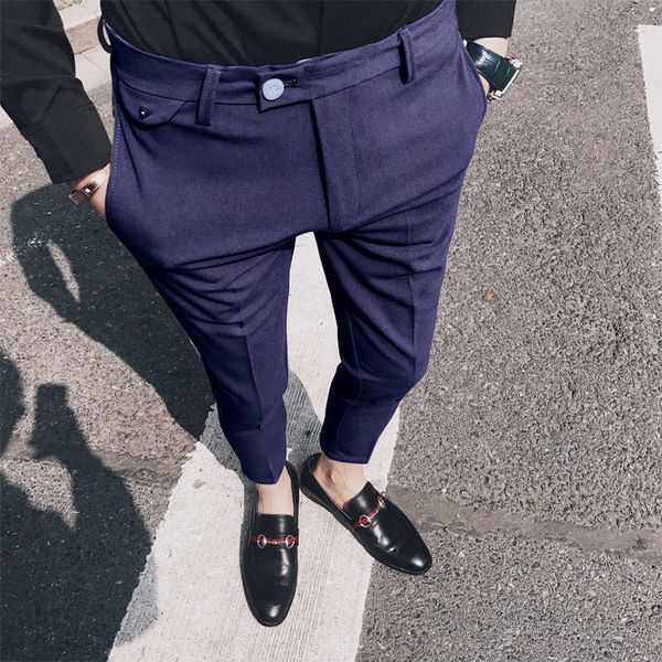 

summer classic men suit pants casual business dress pants slim fit office social trousers pantalon homme classique black blue 210527, White;black