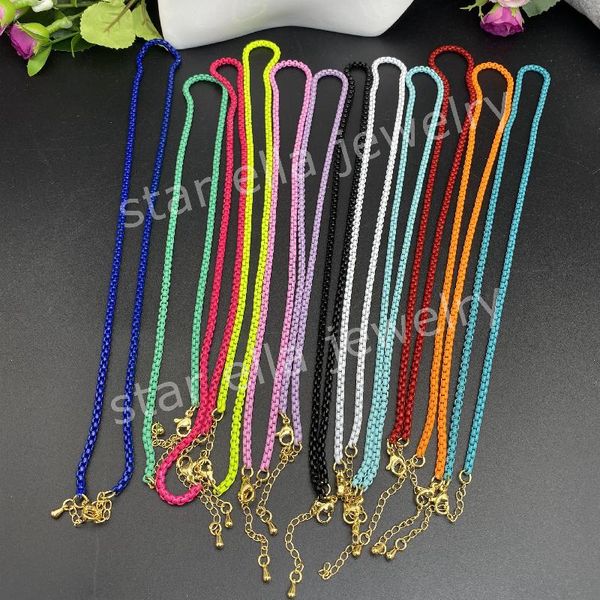

chains 10pcs/lot 18inches colorful box chain necklace wolesale women jewelry, Silver