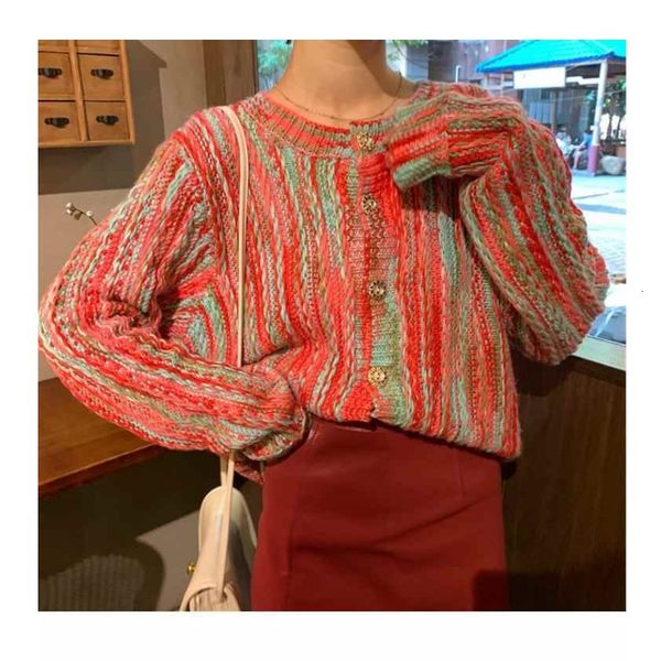

women's knits & tees colorful wool raiow color cardigan autumn winter p40h, White