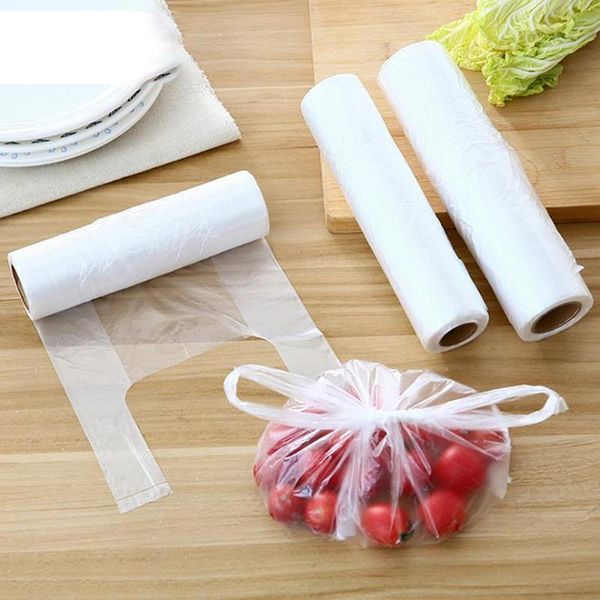 

food savers & storage containers 100pcs/roll roll disposable vest design grip seal bag saver saran wrap plastic bags home kitchen organizati