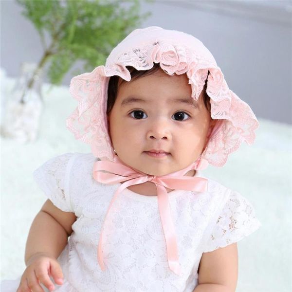 

hair accessories lace embroidery cotton baby hat vintage infant bonnet for girls adjustable po props, Slivery;white