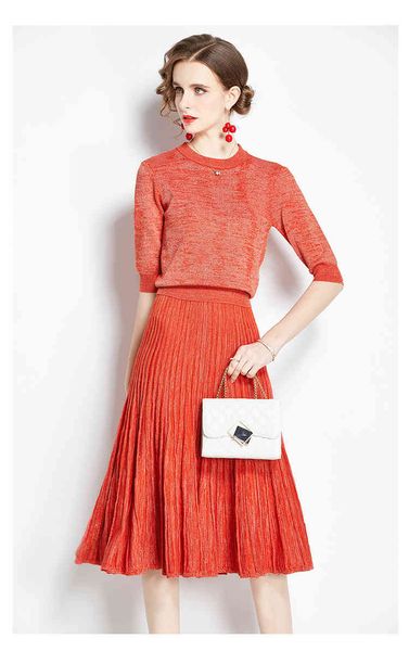 

two piece dress knit 2 set style autumn winter fashion v-neck bat sleeve bright silk knitted sweater high waist bodycon skirt suit, White