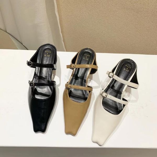 

fashion women slippers square toe thick low heels slides simple color casual ladies beach shoes elegant, Black