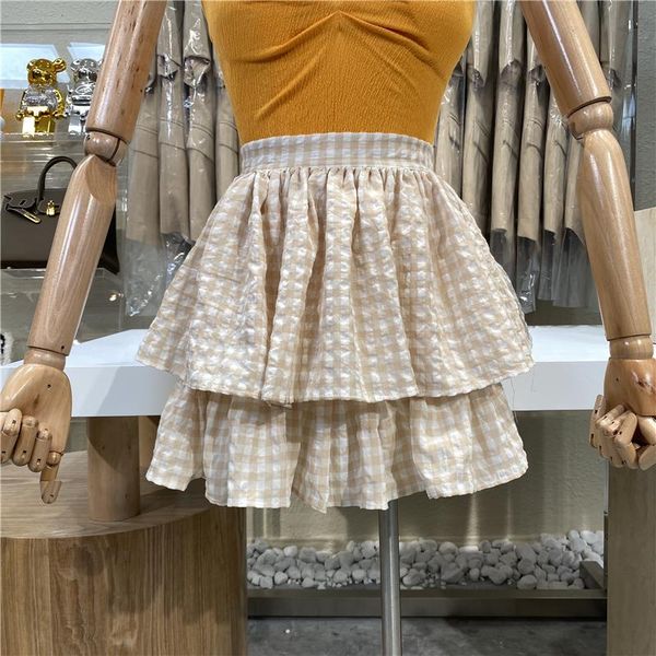 

brand original design 2021 sweet high-waisted plaid skirt shows slim casual skirts, Black