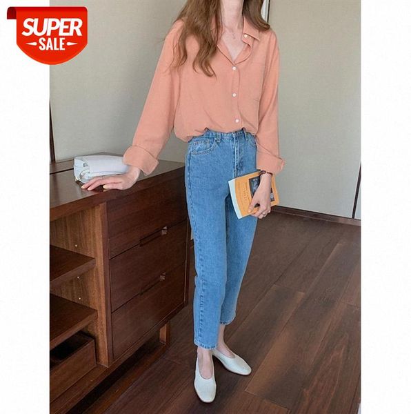 

tg blue washed jeans women korean style high waist slim straight cropped trousers 13571 #gs0l, Black;gray