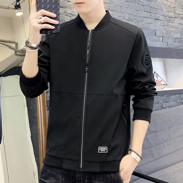 

2021 men's jacket autumn casual youth Korean collar Casuals fashion jackets, Black;brown
