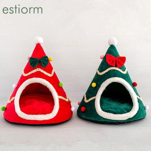 

christmas tree indoor dog cat house - winter warm bed for small dogs,cat,puppy,kitty pet tent/nest,super soft with mat beds & furniture