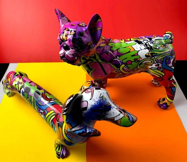 

decorative objects & figurines creative graffiti street art simple dachshund color dog decor home entrance wine cabinet office decorations r