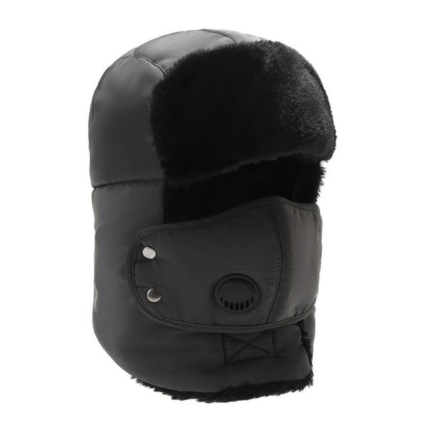 

cycling caps & masks windshield hats winter men warm hat with ear flap trapper cap earflap windproof and turtleneck skiing, Black