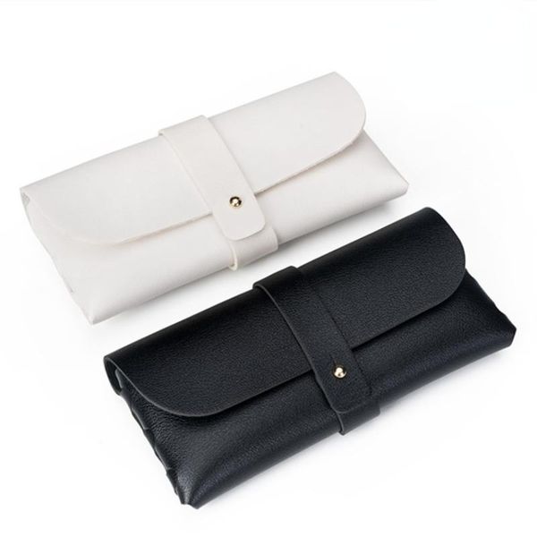 

storage bags black leather glasses case, buckle style sunglasses portable case