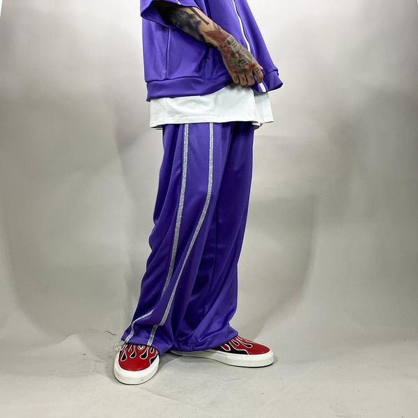

men's pants male loose vintage streetwear straight sweatpants jogger trousers men high street hip hop retro sports casual wide leg, Black