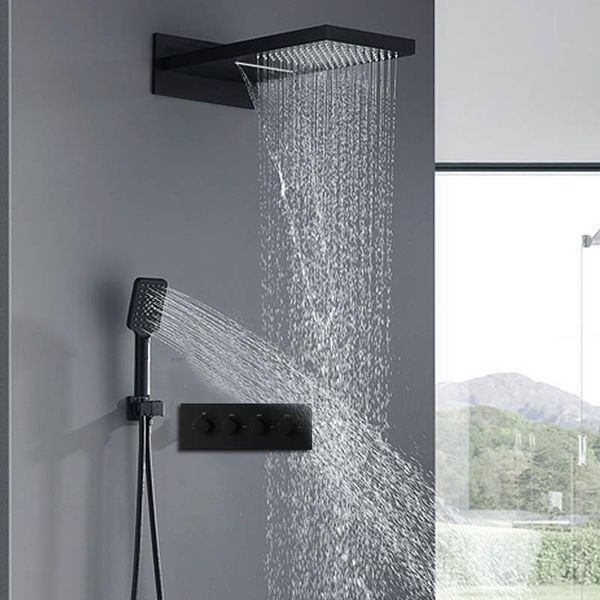 

and cold 3 ways shower system wall mounted el waterfall head rainfall luxury bathroom products sets
