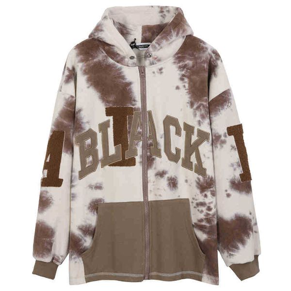 

men's jackets jackets tie dye fleece hooded coats streetwear mens hip hop harajuku casual male with nood men jacket 3c5a zec7, Black;brown