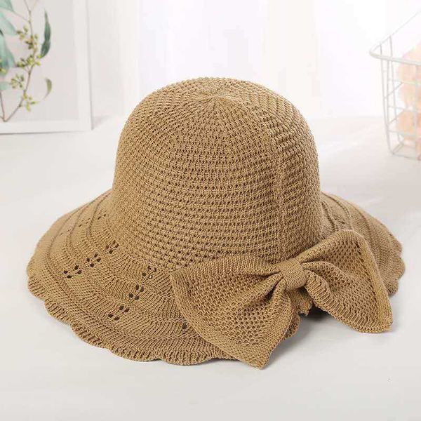 

bowknot female fashion seaside knitted sunscreen open sun hat