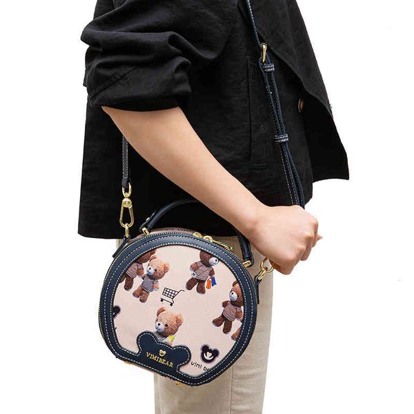 

cartoon weimi bear cub diagonal cross bag 2021 shoulder contrast color fashion mobile phone webcast selection, Black;red