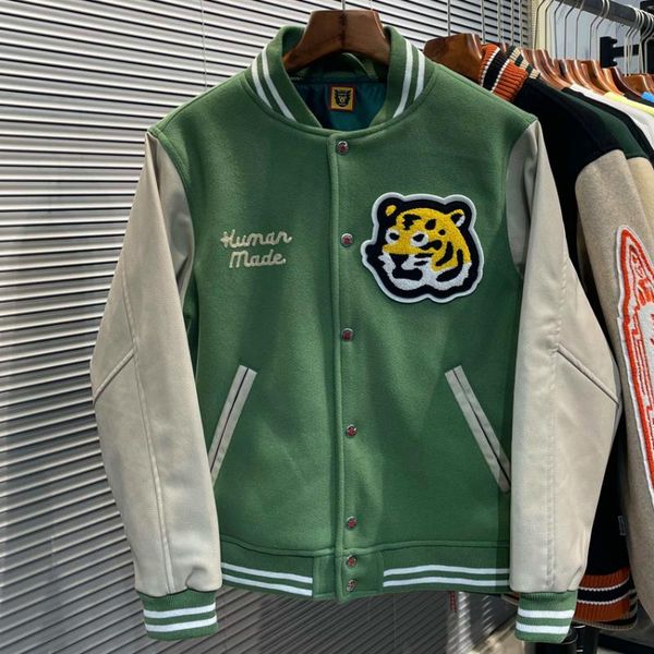

human made varsity baseball jacket men clothing women bomber coats harajuku japanese racer streetwear motorcycle techwear park, Black;brown