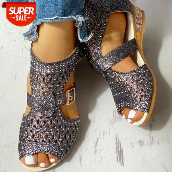 

2020 New Wholesale Hollow Gladiator Zipper Wedge Heel Summer Women Shoes Woman Sandals Leisure Bling Footwear Female #gj4V, Black