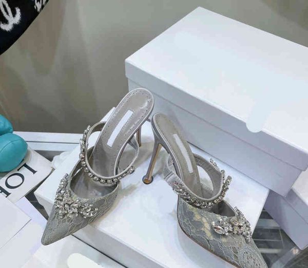 

pointed thin heel rhinestone baotou wheat ear single shoes women's high heels women's dinner temperament wedding shoes, Black
