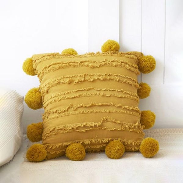 

pillow japanese style jacquard ball striped square plush decorative pillowcases for sofa bed car home throw