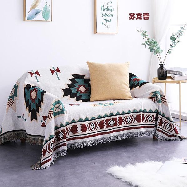 

bohemian ethnic knitted throw thread blanket on the bed sofa plaid soft towel tapestry bedspread tablecloth blankets