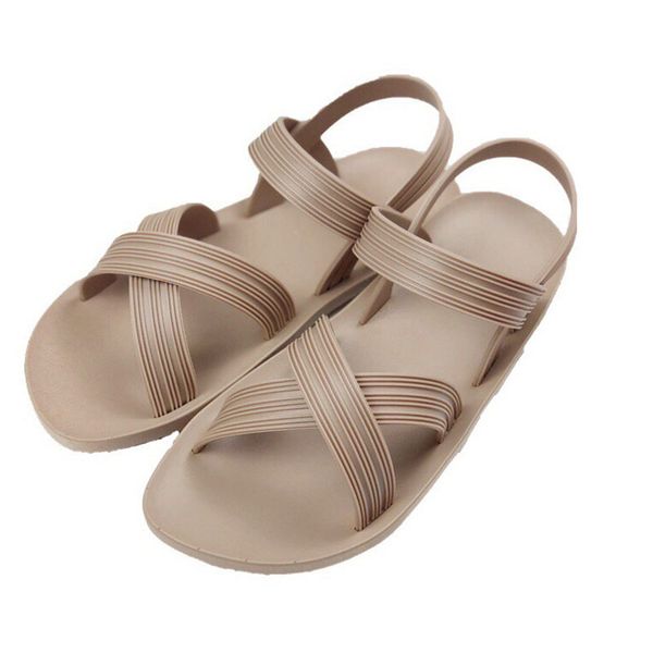 

summer new style womens and mens sandals flat bottomed super soft, Black