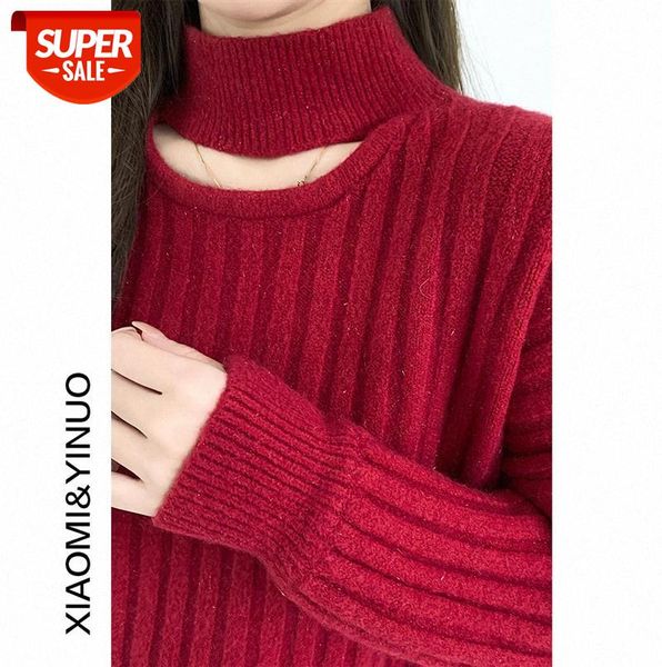 

[ou fan] 7824 festival red sweater women thicken outer wearing loose korean style base shirt #dh6g, Black;gray