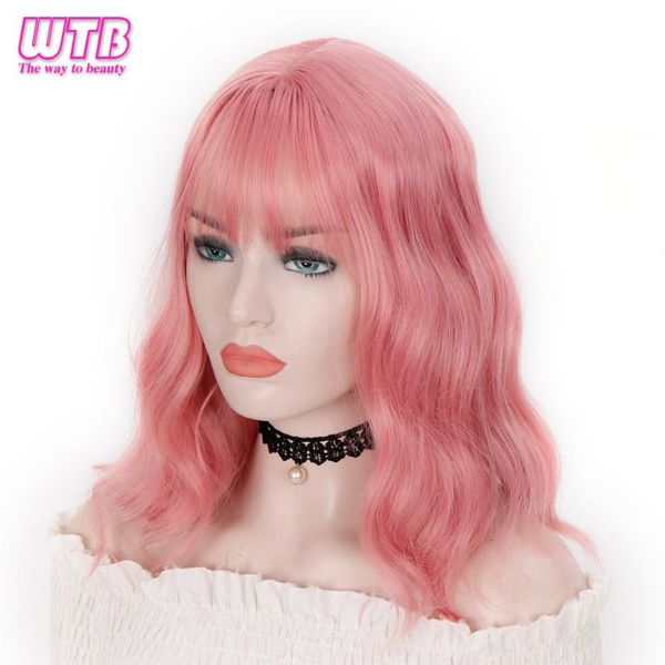 

synthetic wigs wtb short wavy bob lolita wig with bang cosplay party daily for women high temperature fibre platinum/blonde/pink, Black