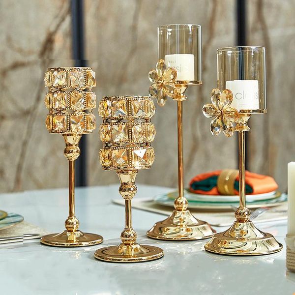 

candle holders nordic crystal candlestick luxury aluminum holder fashion wedding stand exquisite home party bar decor