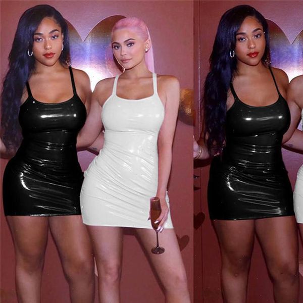 

women dresses bodycon pu dress u neck sleeve leather mini woman skinny club white black vestido de mujer, Black;gray