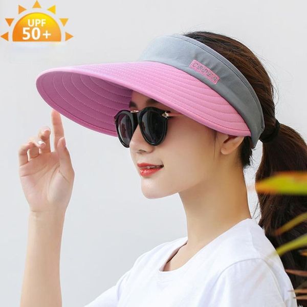 

summer sport tennis caps fashion lady travel beach empty cycling hats outdoor adjustable visor sun hat women sunscreen m396 & masks, Black