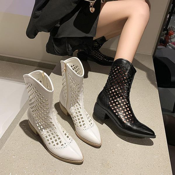 

boots shoes boots-women round toe low autumn rubber 2021 pointy ladies mid-calf summer rock mid calf cotton fabric rome s, Black