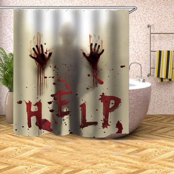 

shower curtains scary bloody handprint curtain anti-voyeur waterproof for bathroom